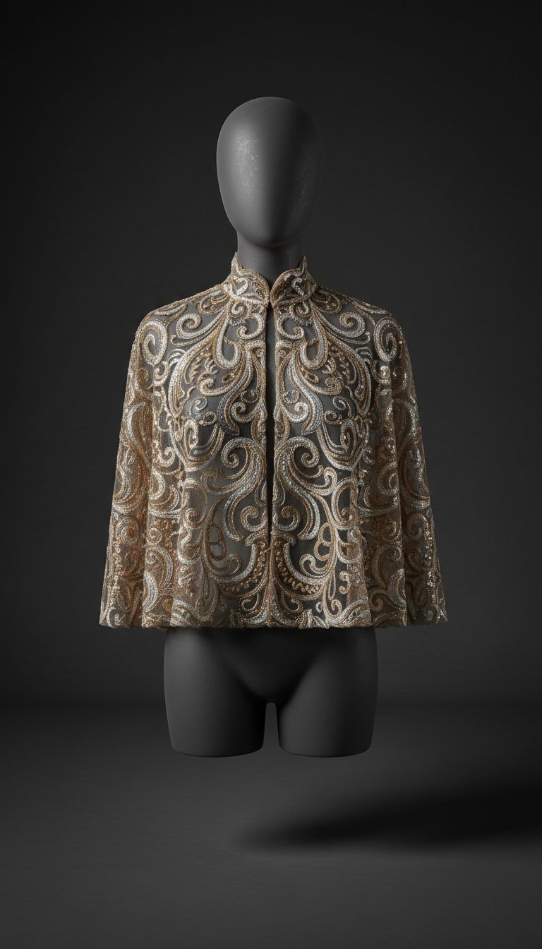 Champagne Veil Embroidered Capelet