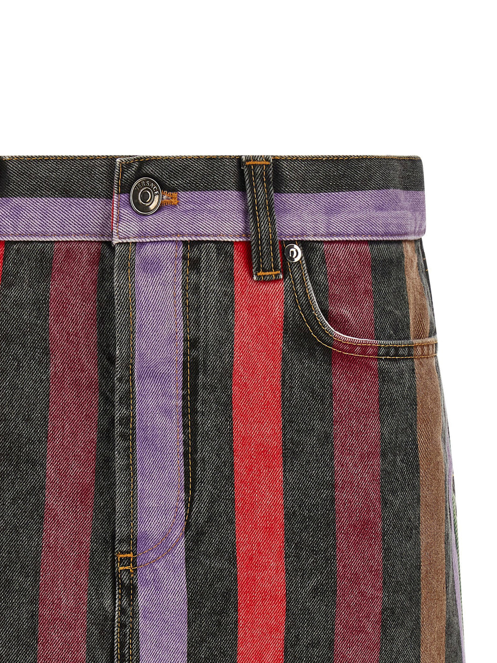 Versace Striped Denim Skirt