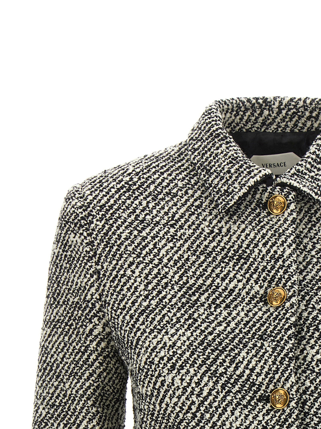 Versace Bouclé Wool Blend Blouson Jacket