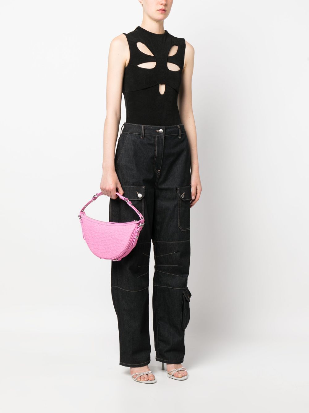 By Far Gib embossed crocodile-effect shoulder bag