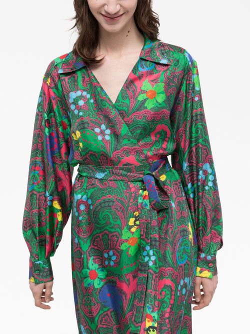 Az Factory Pre Paisley print long wrap dress