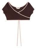 Palm Angels Cap-sleeves bikini top