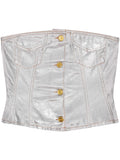 Ganni Silver Foil Denim Corsage