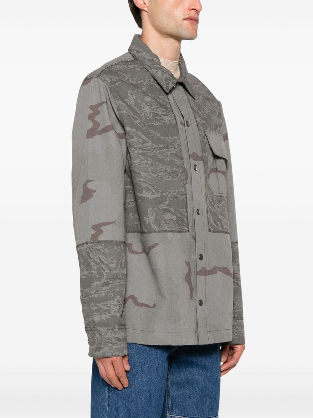 Marine Serre Rispstop classic-collar shirt jacket