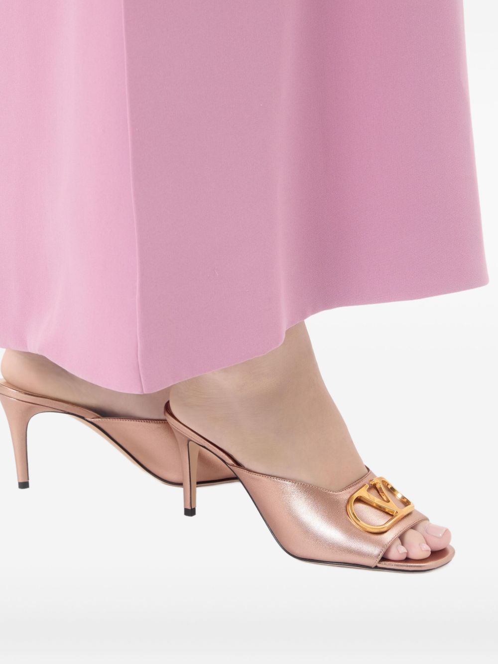 Valentino Garavani VLogo Signature metallic leather mules