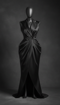 Black Silk Tuxedo Gown Drape