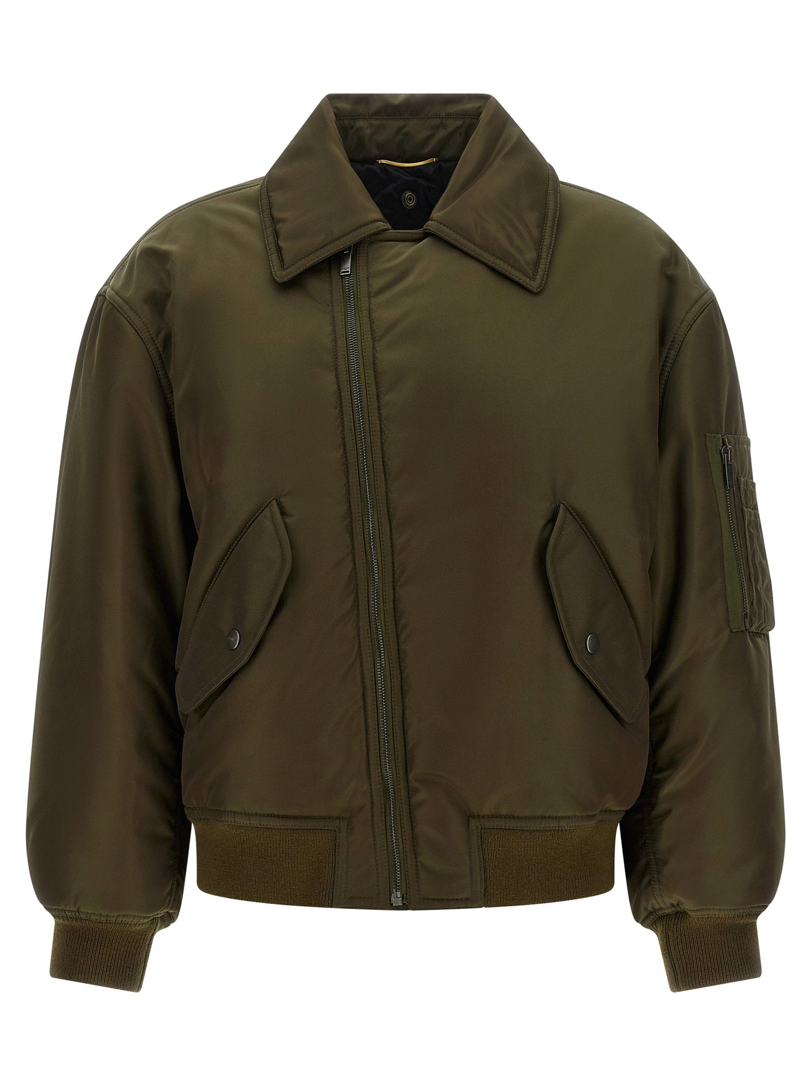Saint Laurent Removable Shearling Neck Bomber Jacket