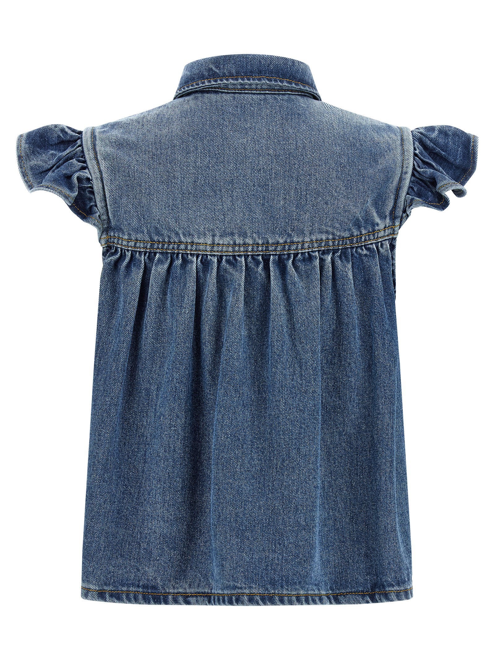 Ganni Denim Ruffle Top