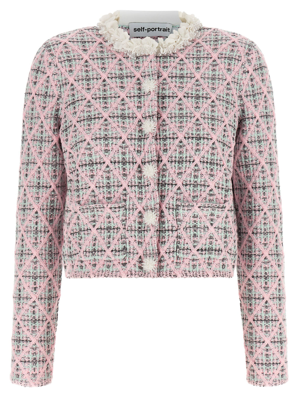 Self-Portrait Floral Collar Cardigan