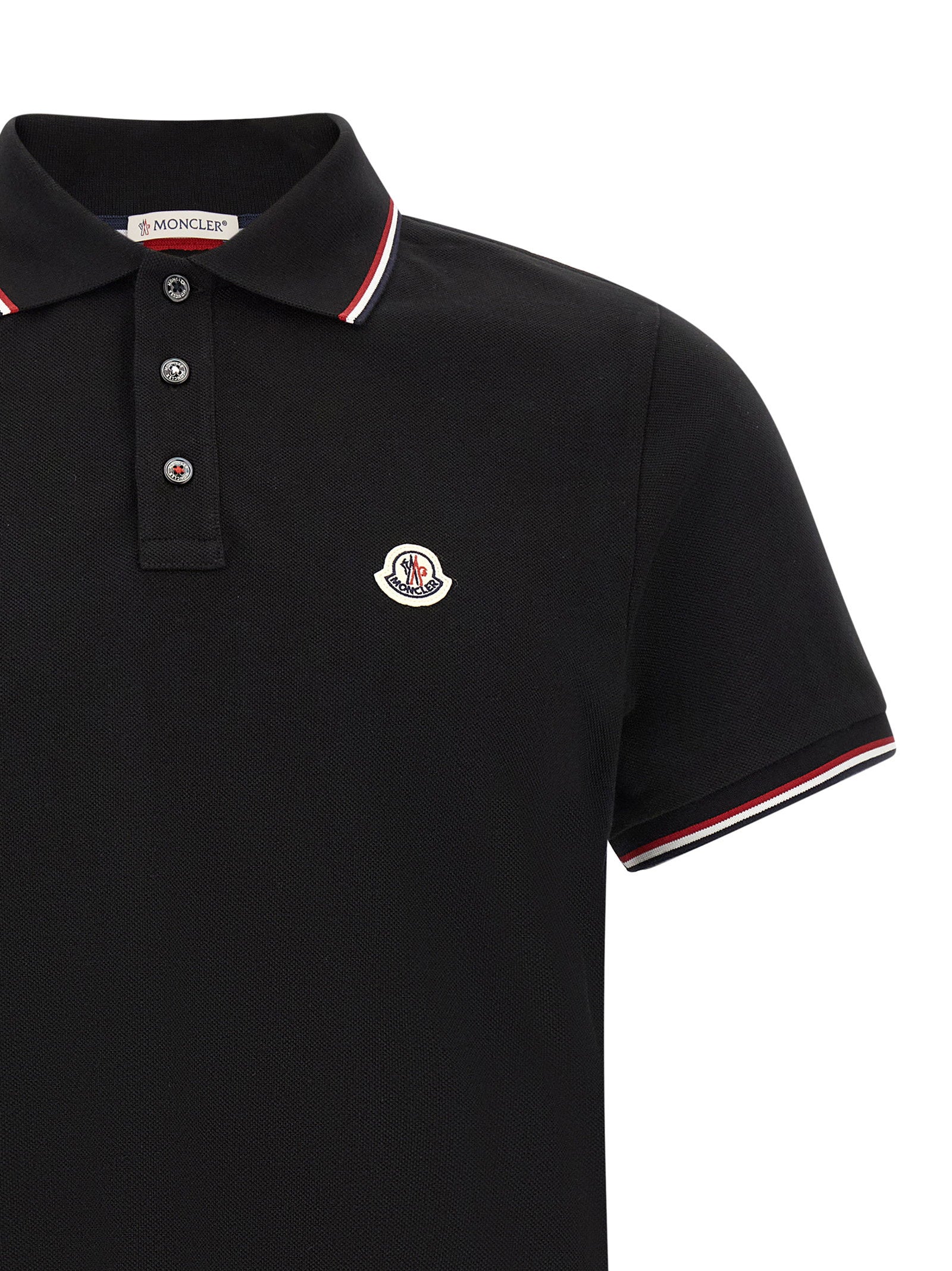 Moncler Tricolor Trim Polo Shirt