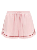Off White Jacquard Satin Pajama Shorts