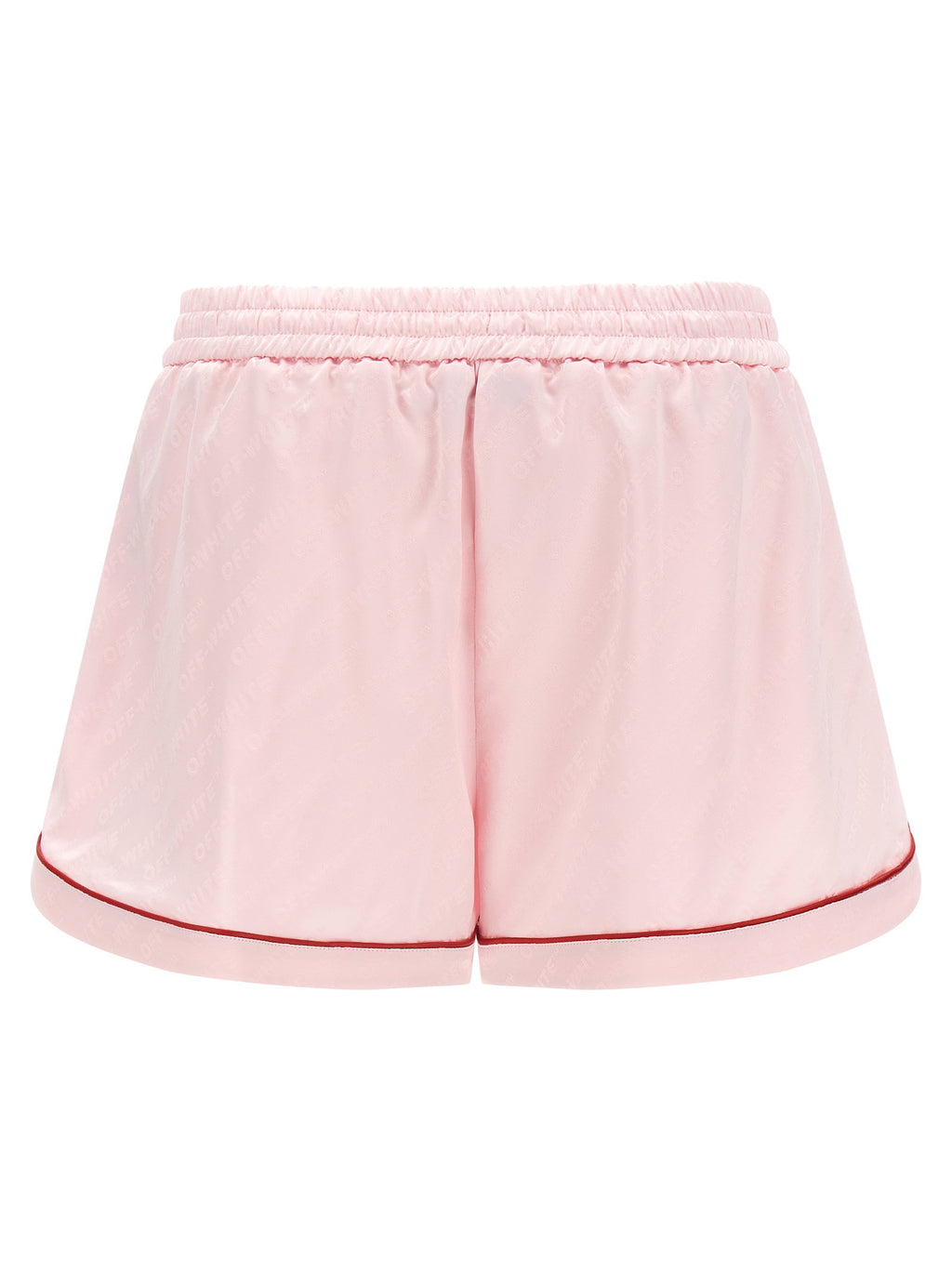 Off White Jacquard Satin Pajama Shorts
