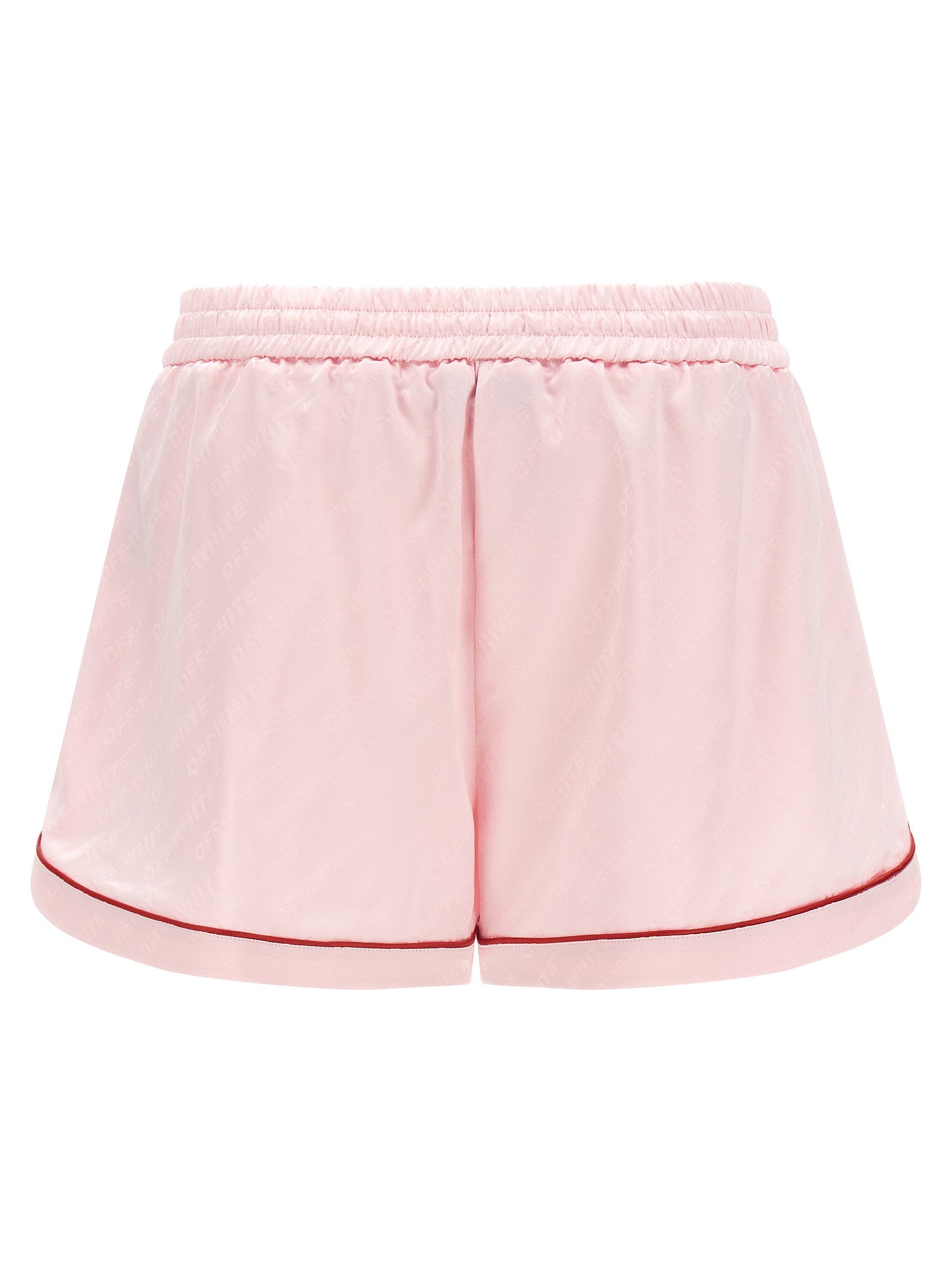 Off White Jacquard Satin Pajama Shorts
