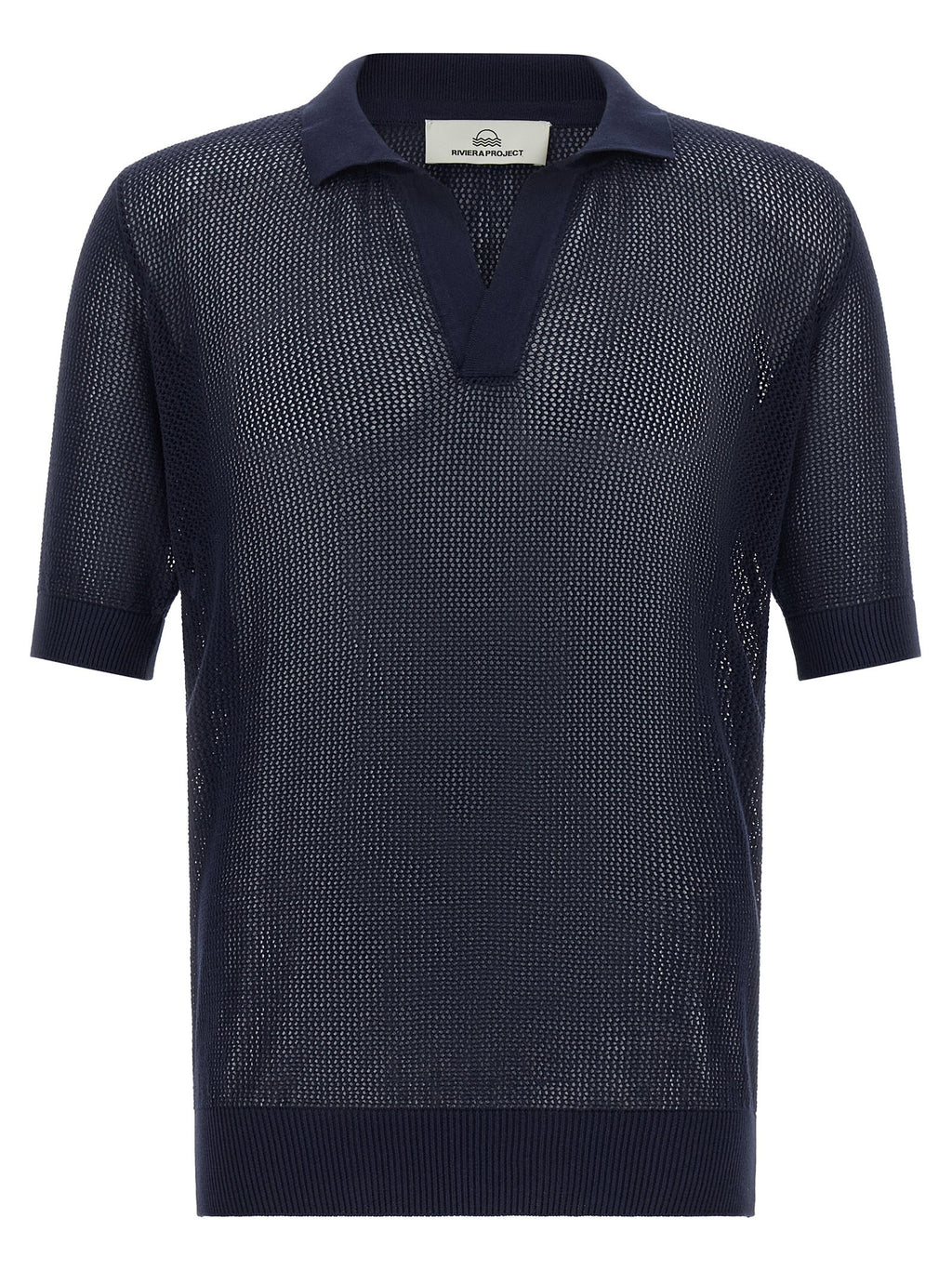 Riviera Project Openwork Cotton Polo Shirt