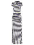 Self-Portrait Navy Stripe Jersey Maxi Dress