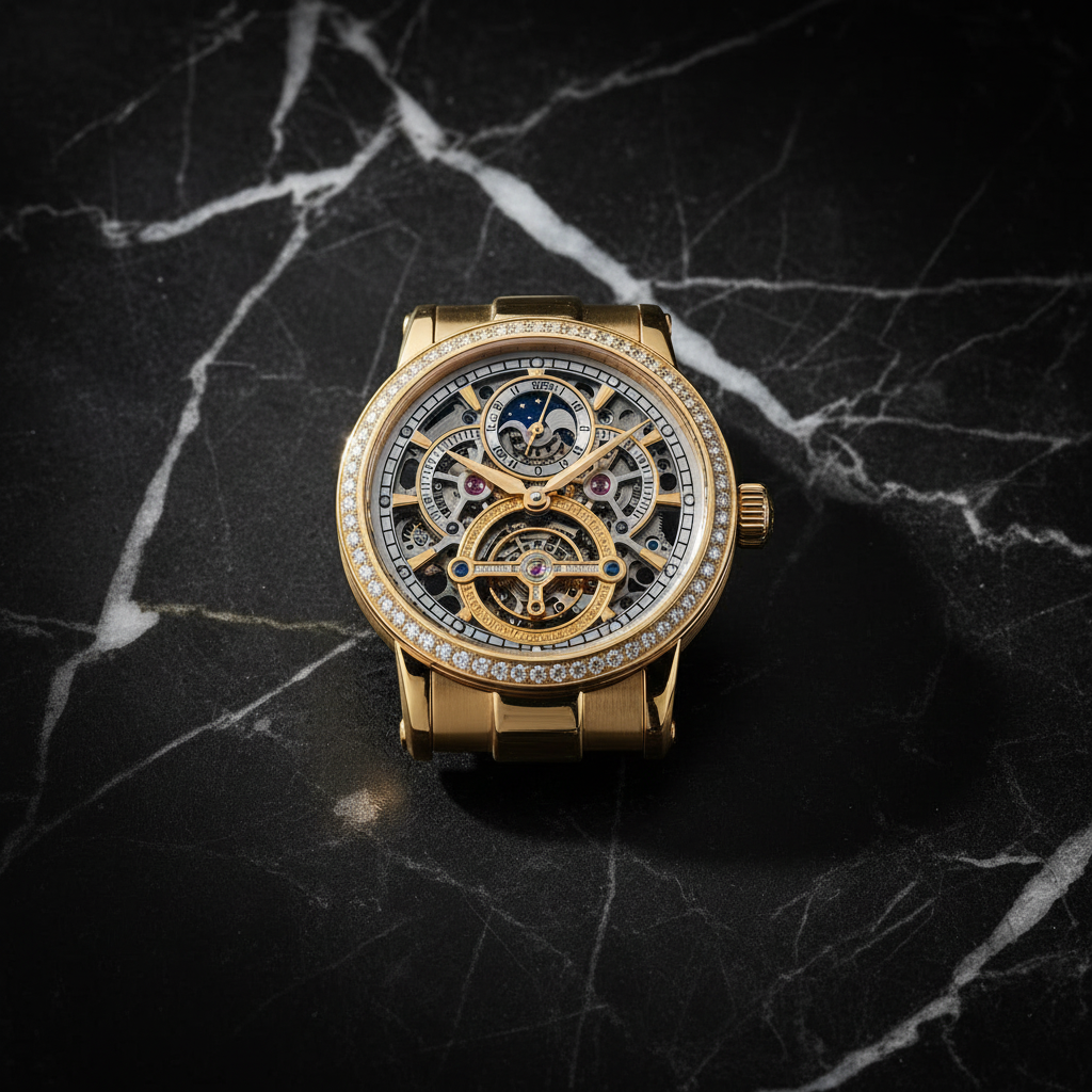 Imperial Gold Tourbillon Watch - flat lay detail