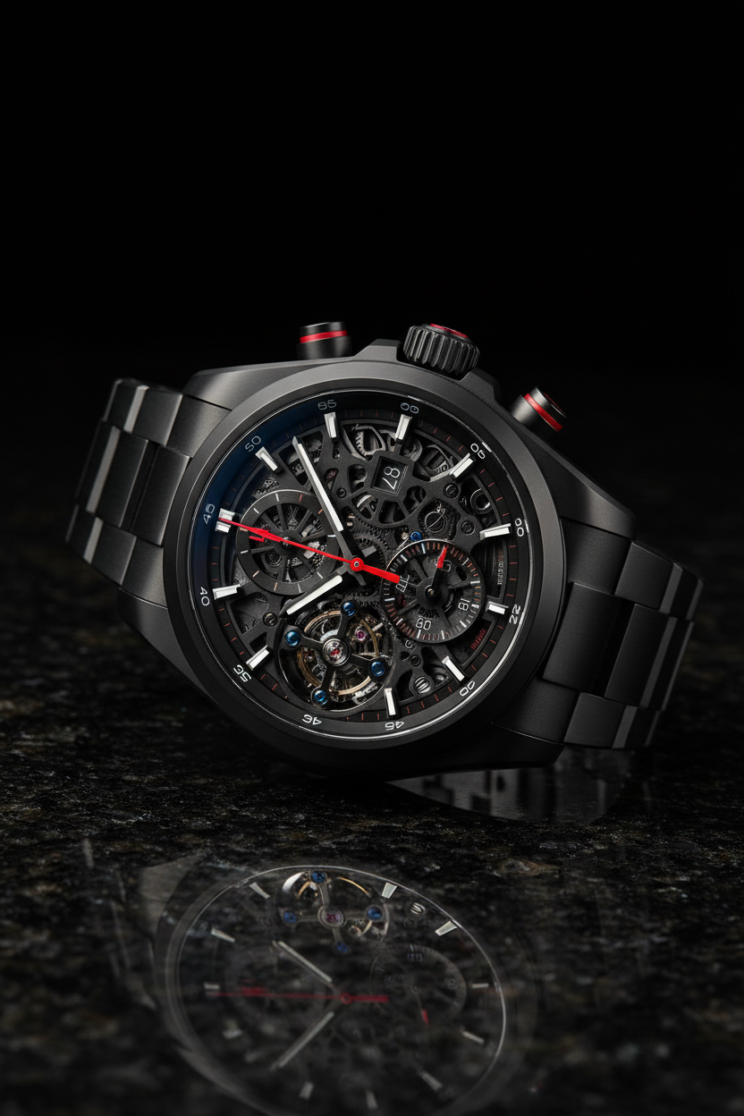 Black Ceramic Tourbillon Flyback watch product shot