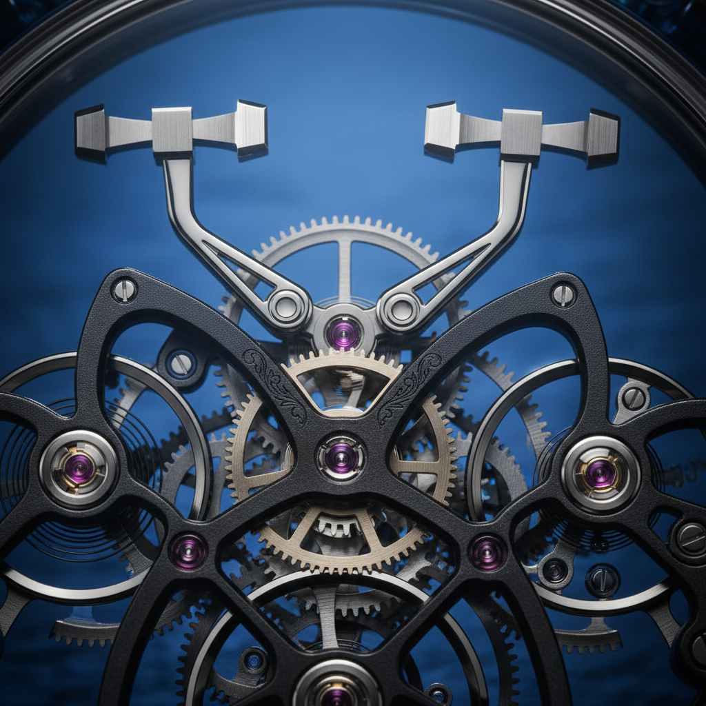Sapphire Skeleton movement macro detail